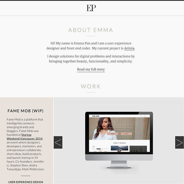 Emma Pan's Portfolio site