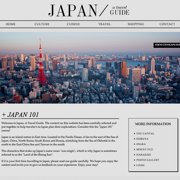 level 1 html project about Japan